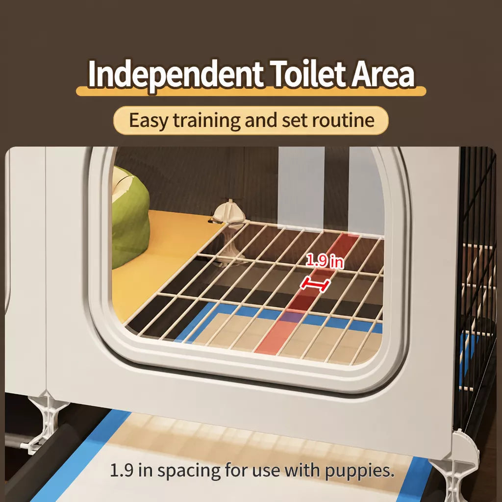 Dog Crate with Separate Toilet Tray