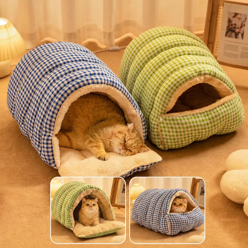 Semi-Enclosed Pet Bed with Removable Washable Cover