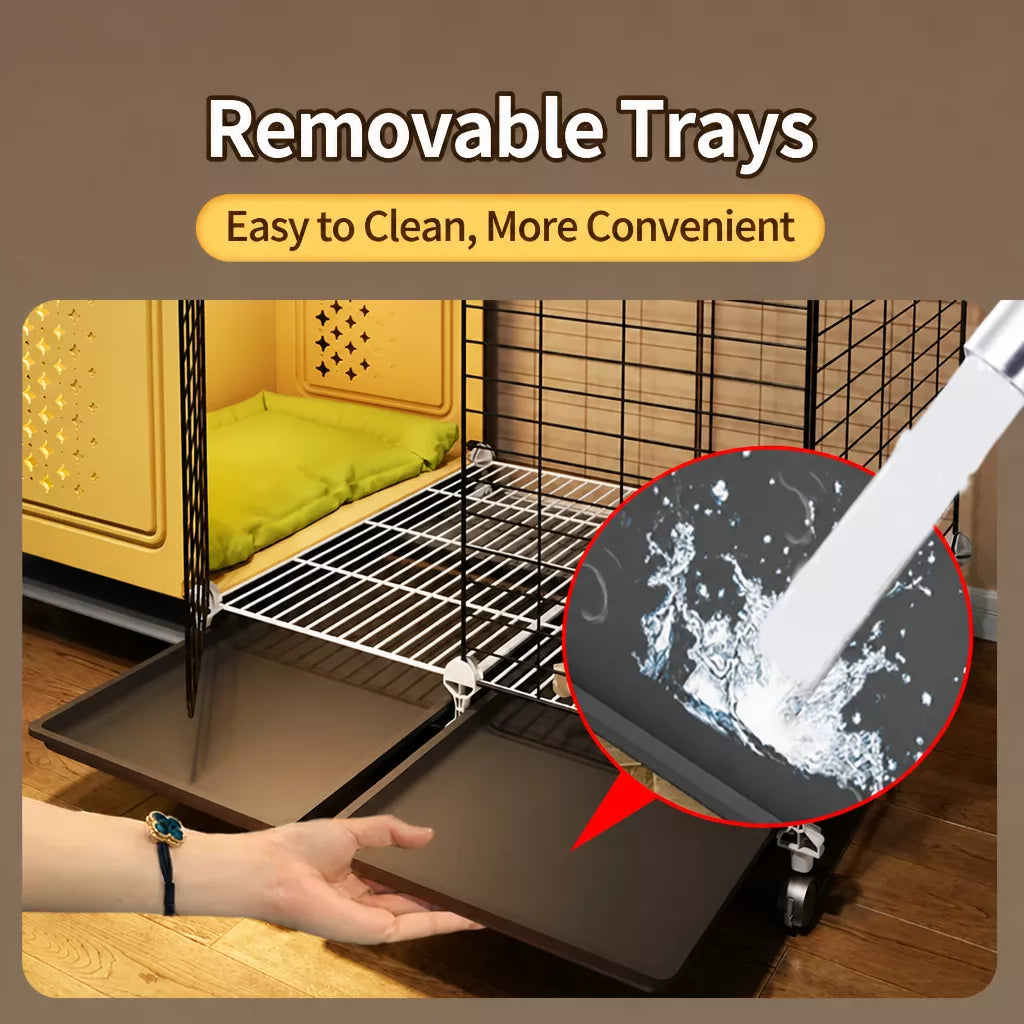 Elevated Indoor Dog Crate for Small Dogs with Separate Toilet Area