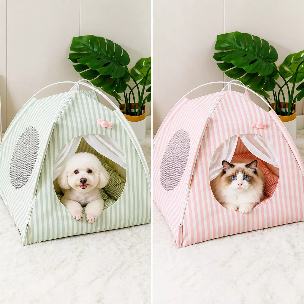 Indoor Cat & Dog Tent Bed with Removable, Washable Cushion