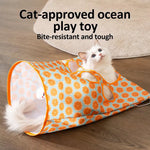 Cat Crinkle Tunnel Toy with Rabbit or Bear Hideaway Bag