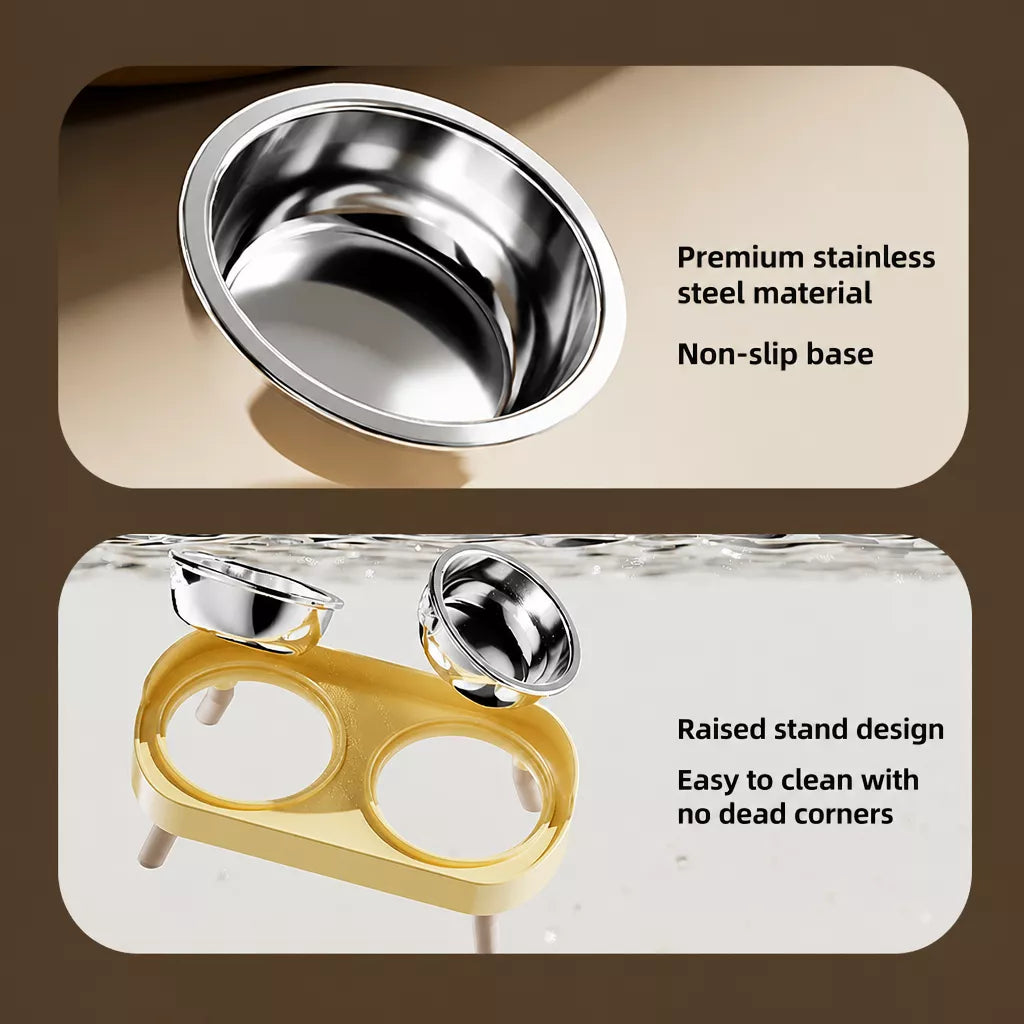 Small Dog Stainless Steel Bowl and Stand Set
