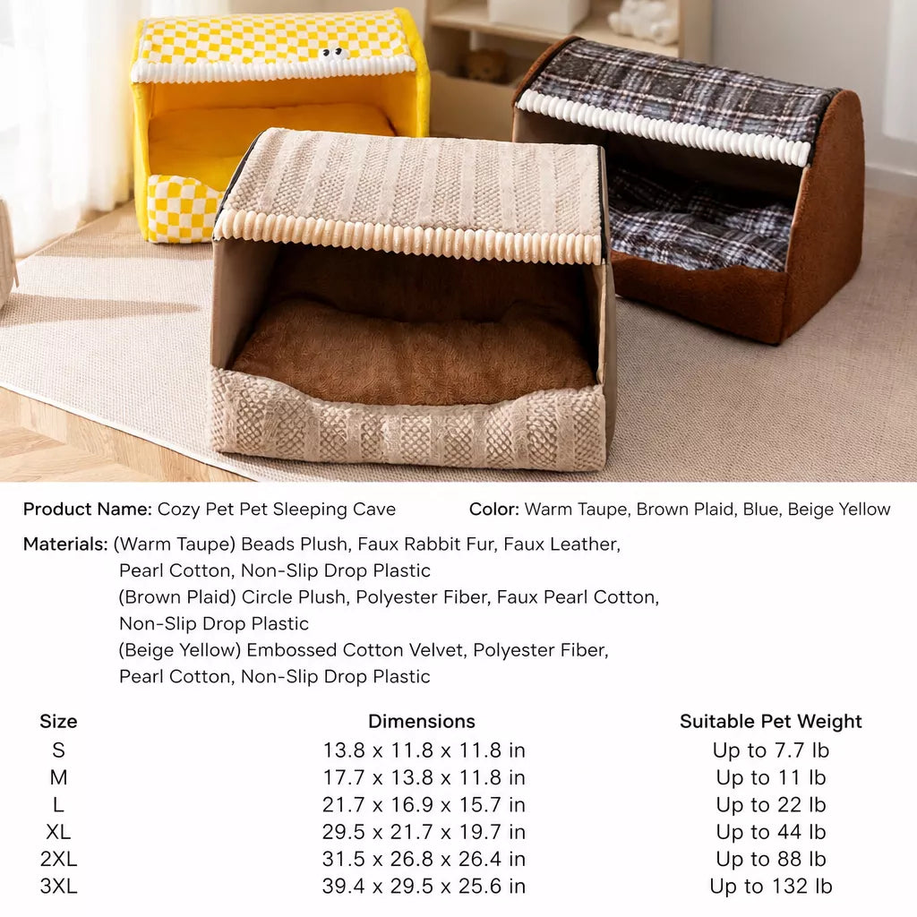 Enclosed Dog Bed with House-Style Design