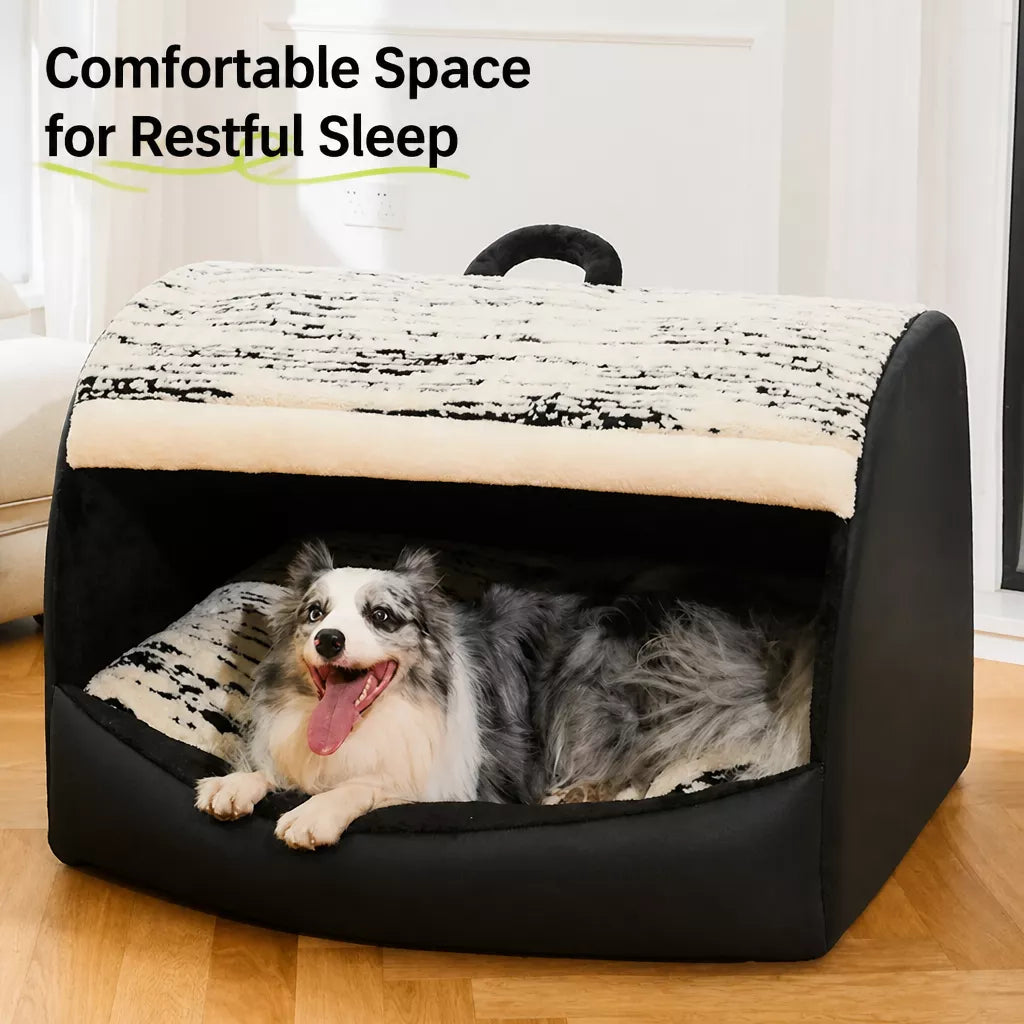 Covered Dog Bed Tent with Removable Washable Cushion