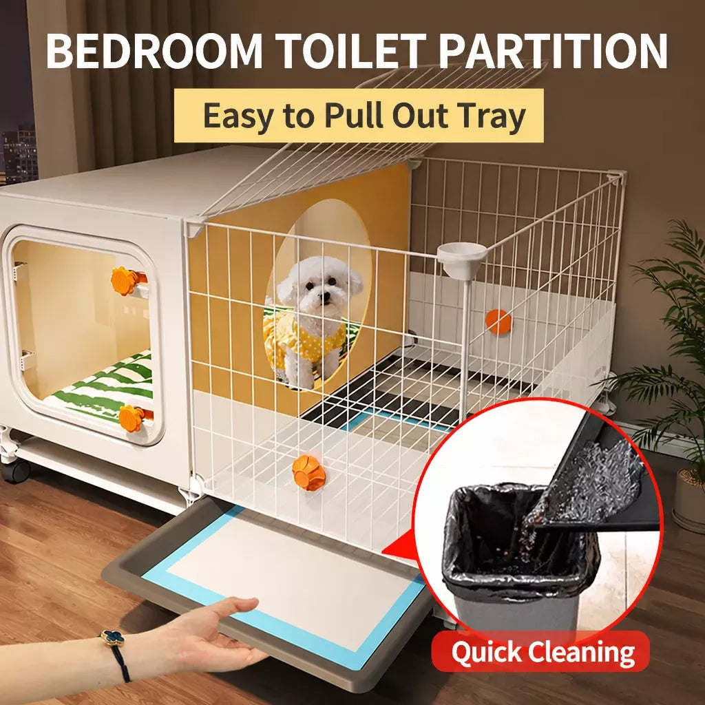 Small Dog Crate with Separate Rest and Potty Areas
