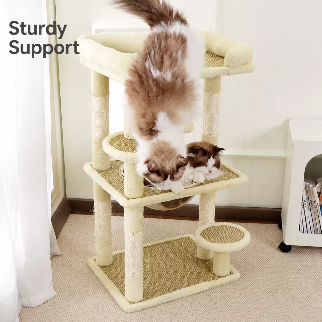 Space-Themed Cat Tree with Hideaway and Perch