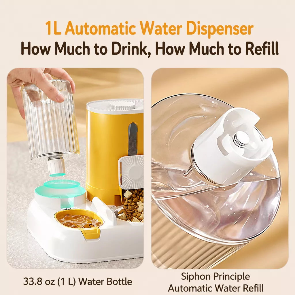 Automatic Pet Feeder with Separate Food and Water Bowls