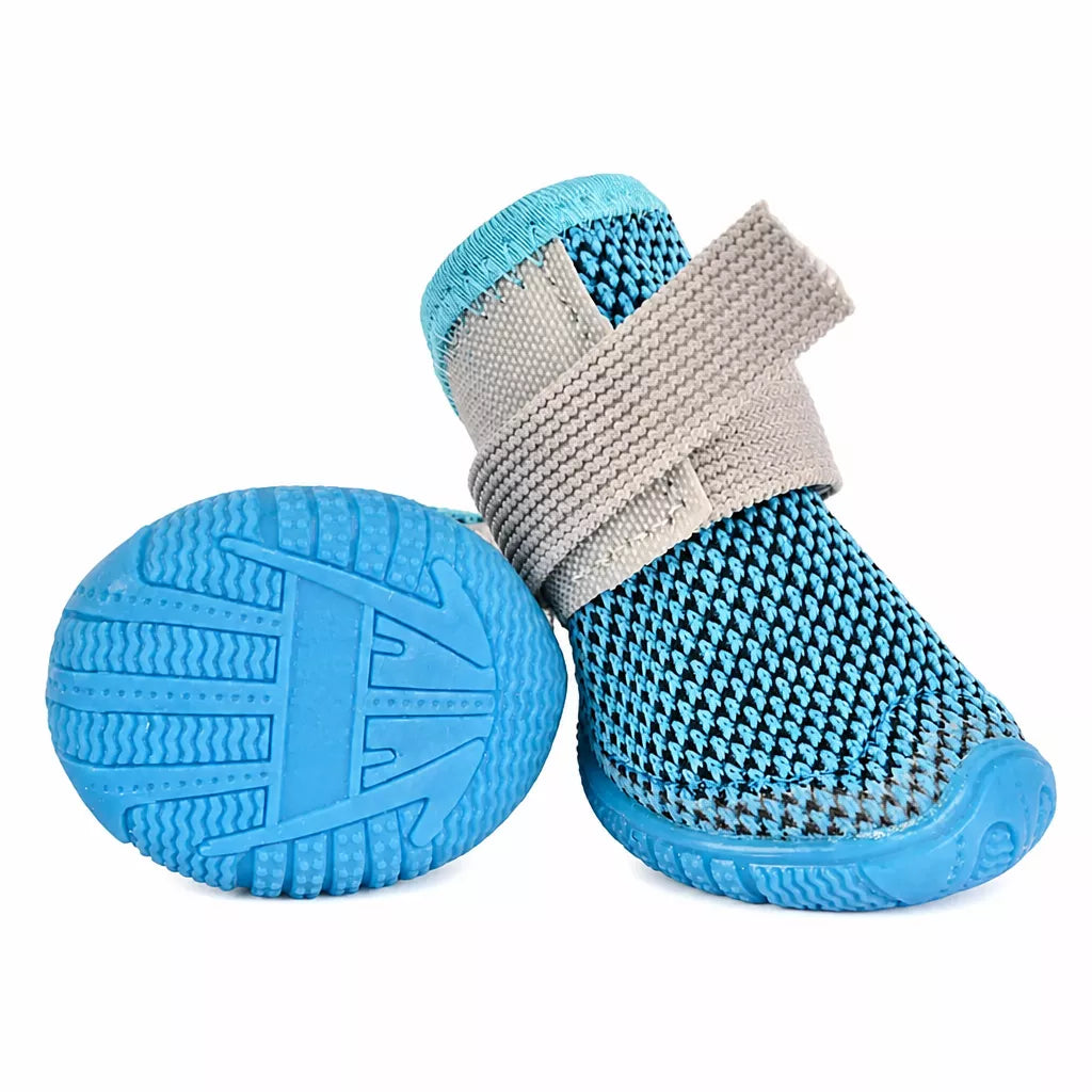 Breathable Mesh Dog Shoes with Elastic Straps and Rubber Soles