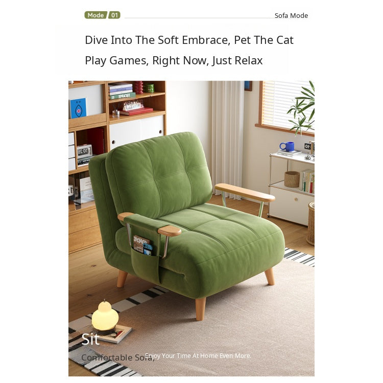 Fold-Out Sofa Bed with Scratch-Resistant Fabric and Solid Wood Legs mgj-0212-green