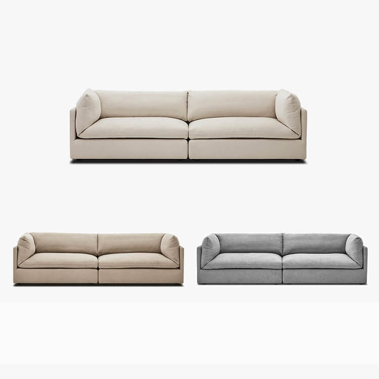 Stylish Off-White and Light Gray Pine Fabric Sofa - Perfect Modern Living Room Centerpiece mr-162