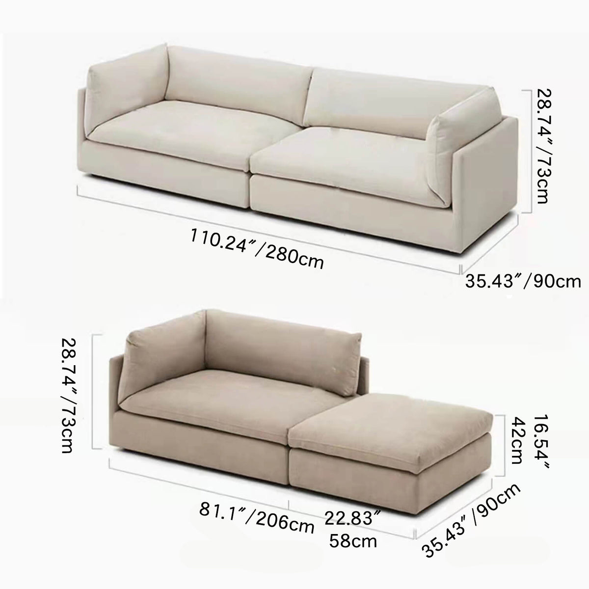 Stylish Off-White and Light Gray Pine Fabric Sofa - Perfect Modern Living Room Centerpiece mr-162