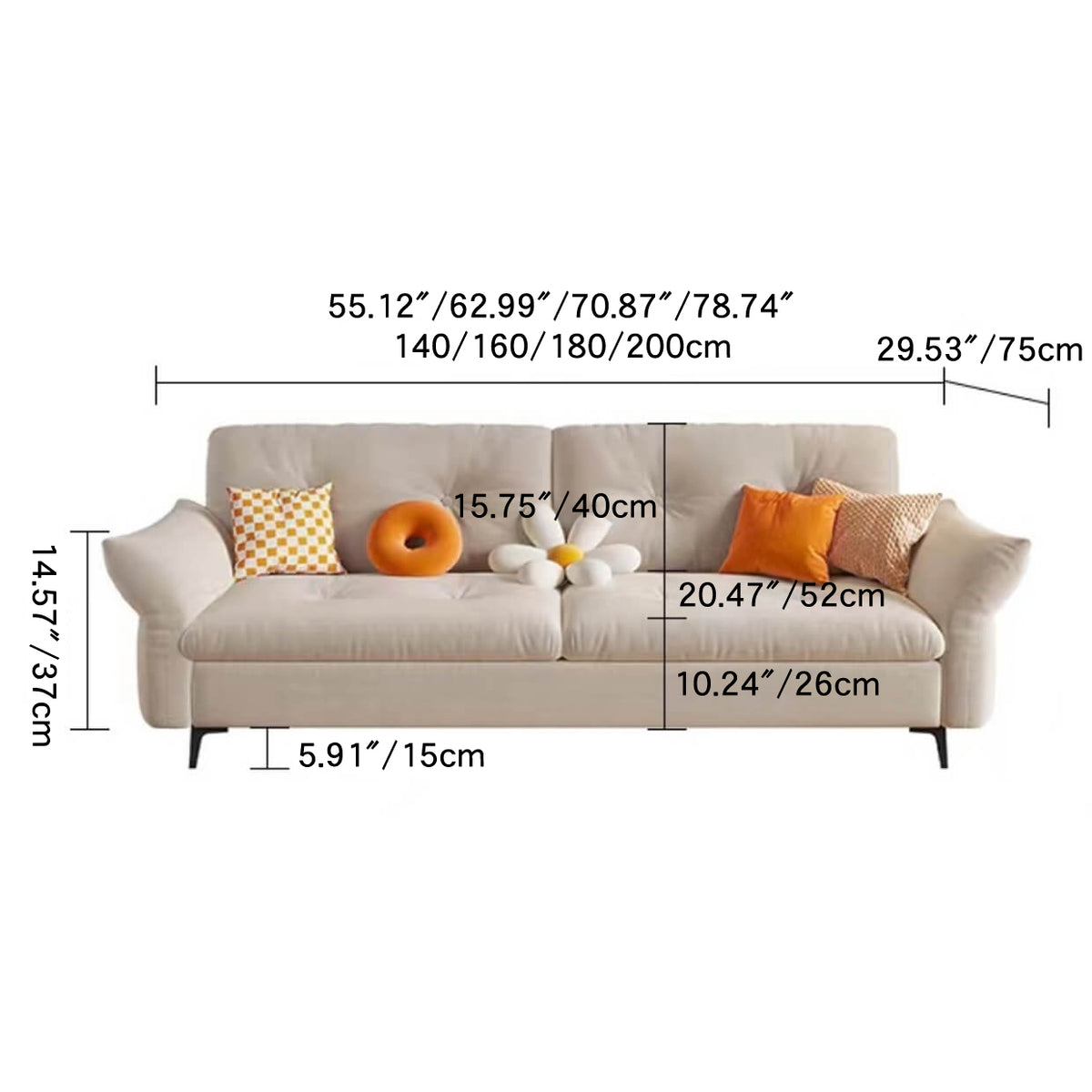 Modern Light Gray Sofa with Dark Pine Fabric - Stylish and Comfortable Seating mr-163