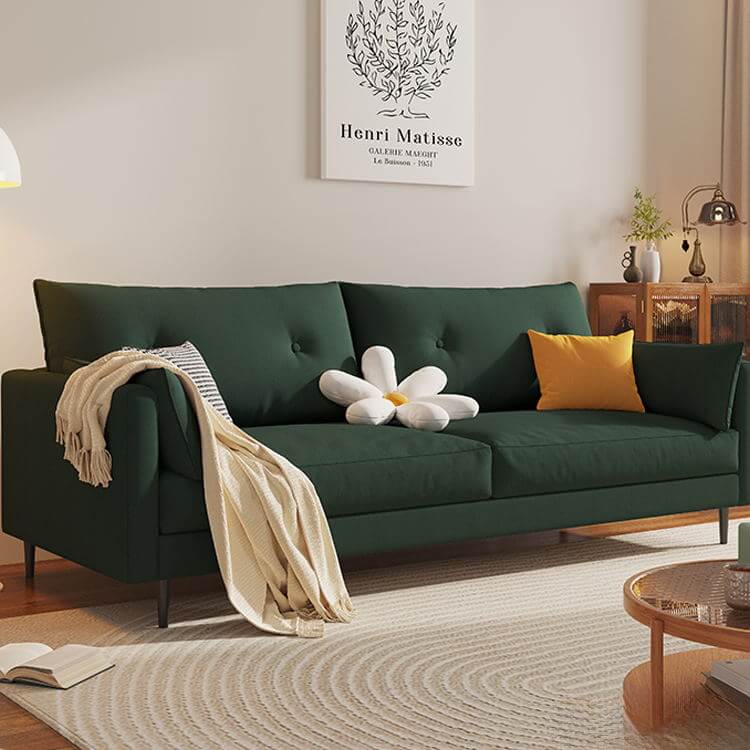 Modern Light Gray Sofa with Dark Green Accents - Premium Pine Fabric mr-165