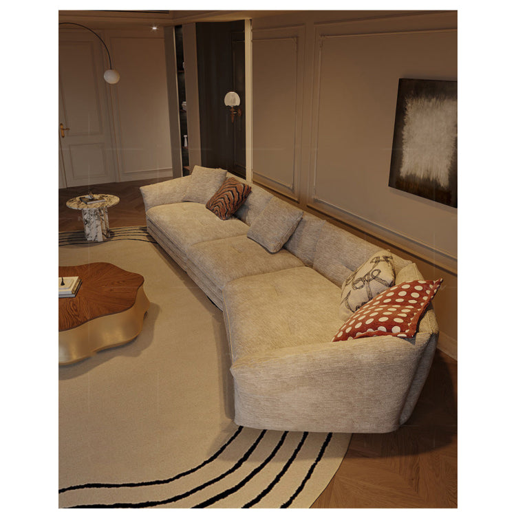 Minimalist French Cream Chenille Fabric Sectional Sofa for Living Room mxza-0207-48