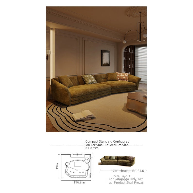 Minimalist French Cream Chenille Fabric Sectional Sofa for Living Room mxza-0207-48