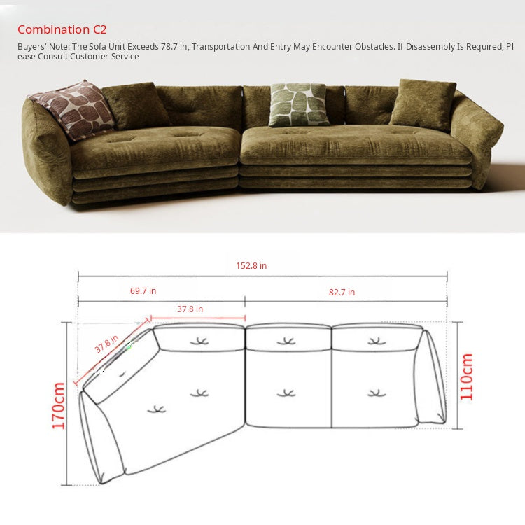 Minimalist French Cream Chenille Fabric Sectional Sofa for Living Room mxza-0207-48