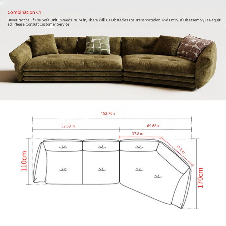 Minimalist French Cream Chenille Fabric Sectional Sofa for Living Room mxza-0207-48