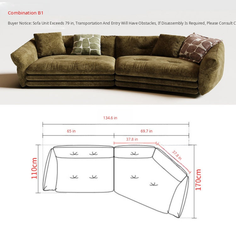 Minimalist French Cream Chenille Fabric Sectional Sofa for Living Room mxza-0207-48