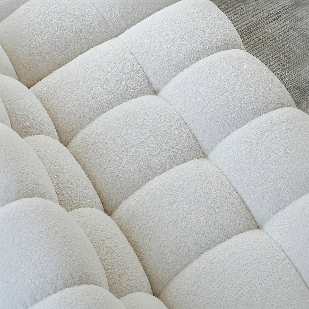 Luxury White Pine Sofa with Faux Lambswool and Down Silk Floss Comfort my-343