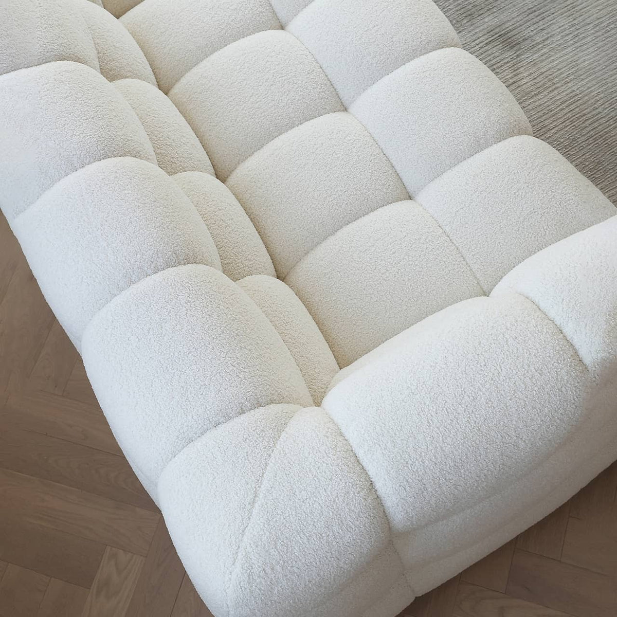 Luxury White Pine Sofa with Faux Lambswool and Down Silk Floss Comfort my-343