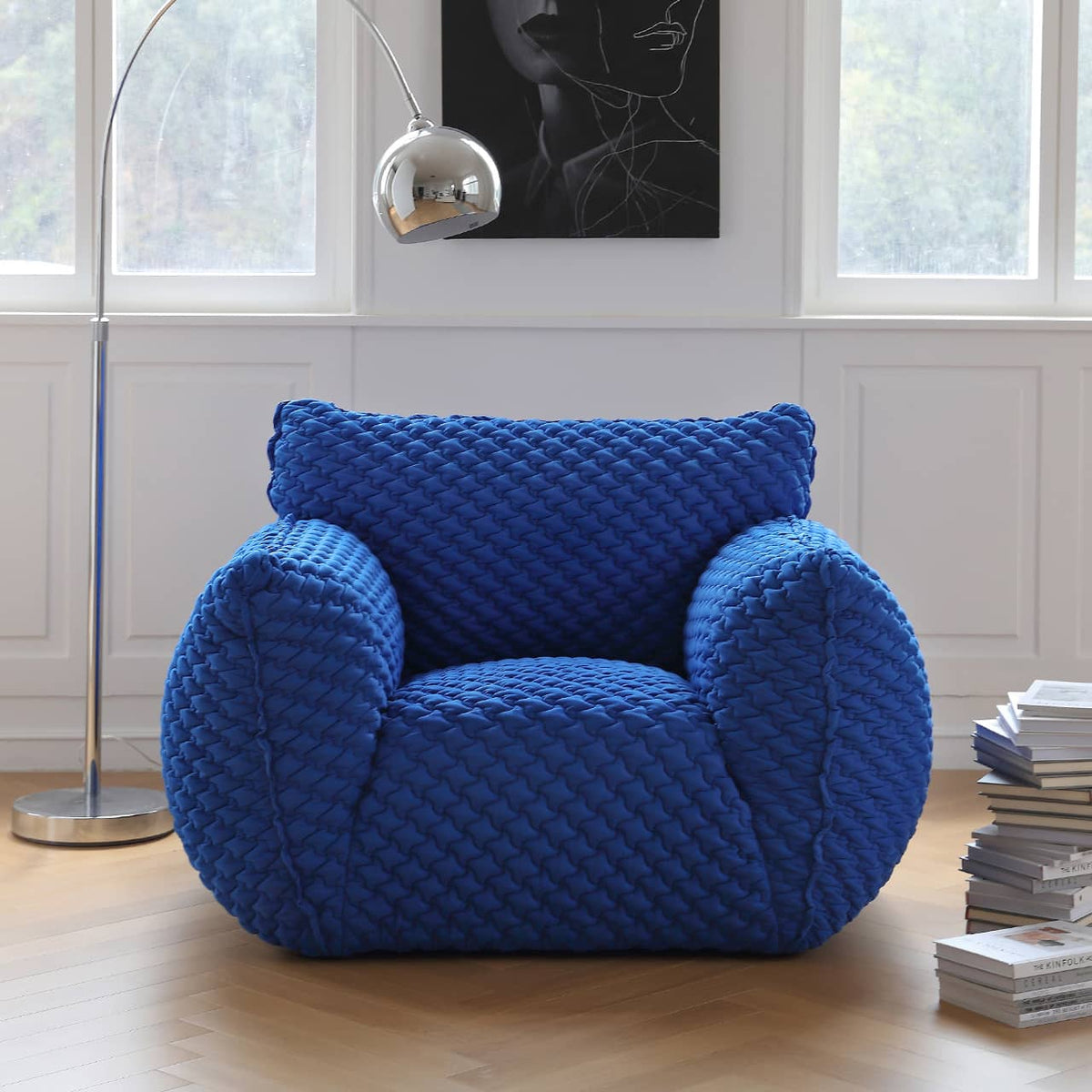 Luxurious Blue Pine Quilted Sofa with Silk Floss Cushion my-349