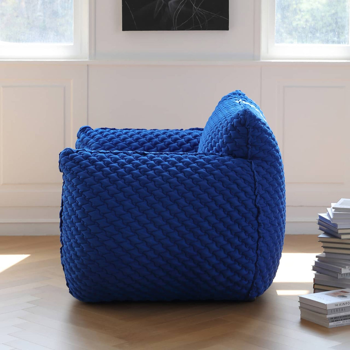 Luxurious Blue Pine Quilted Sofa with Silk Floss Cushion my-349