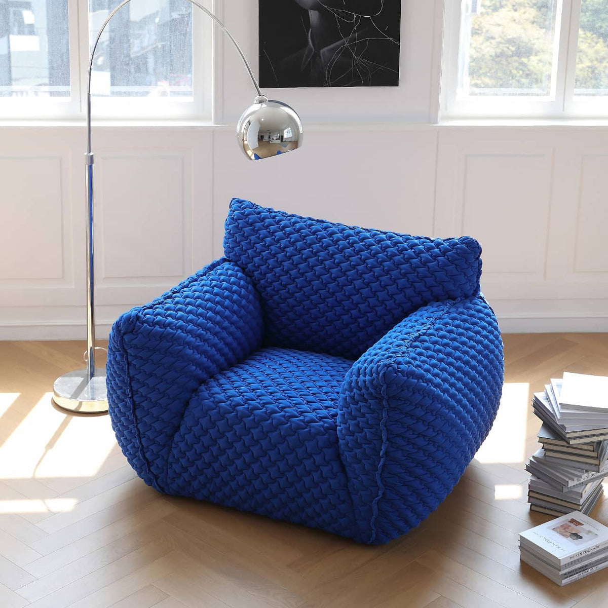 Luxurious Blue Pine Quilted Sofa with Silk Floss Cushion my-349