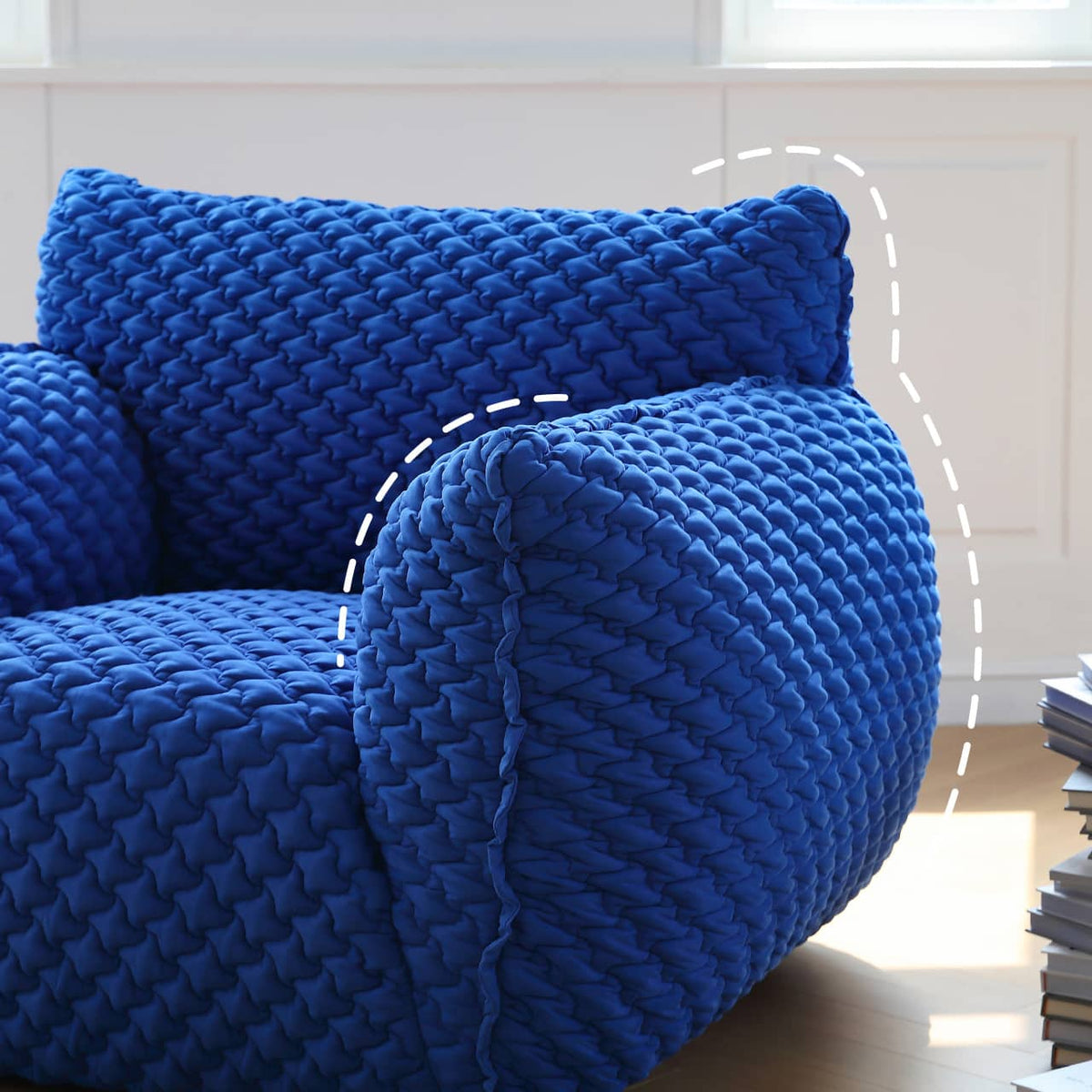 Luxurious Blue Pine Quilted Sofa with Silk Floss Cushion my-349