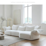 Luxurious White Pine Chenille Sofa with Plush Down Cushioning my-352