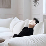 Luxurious White Pine Chenille Sofa with Plush Down Cushioning my-352