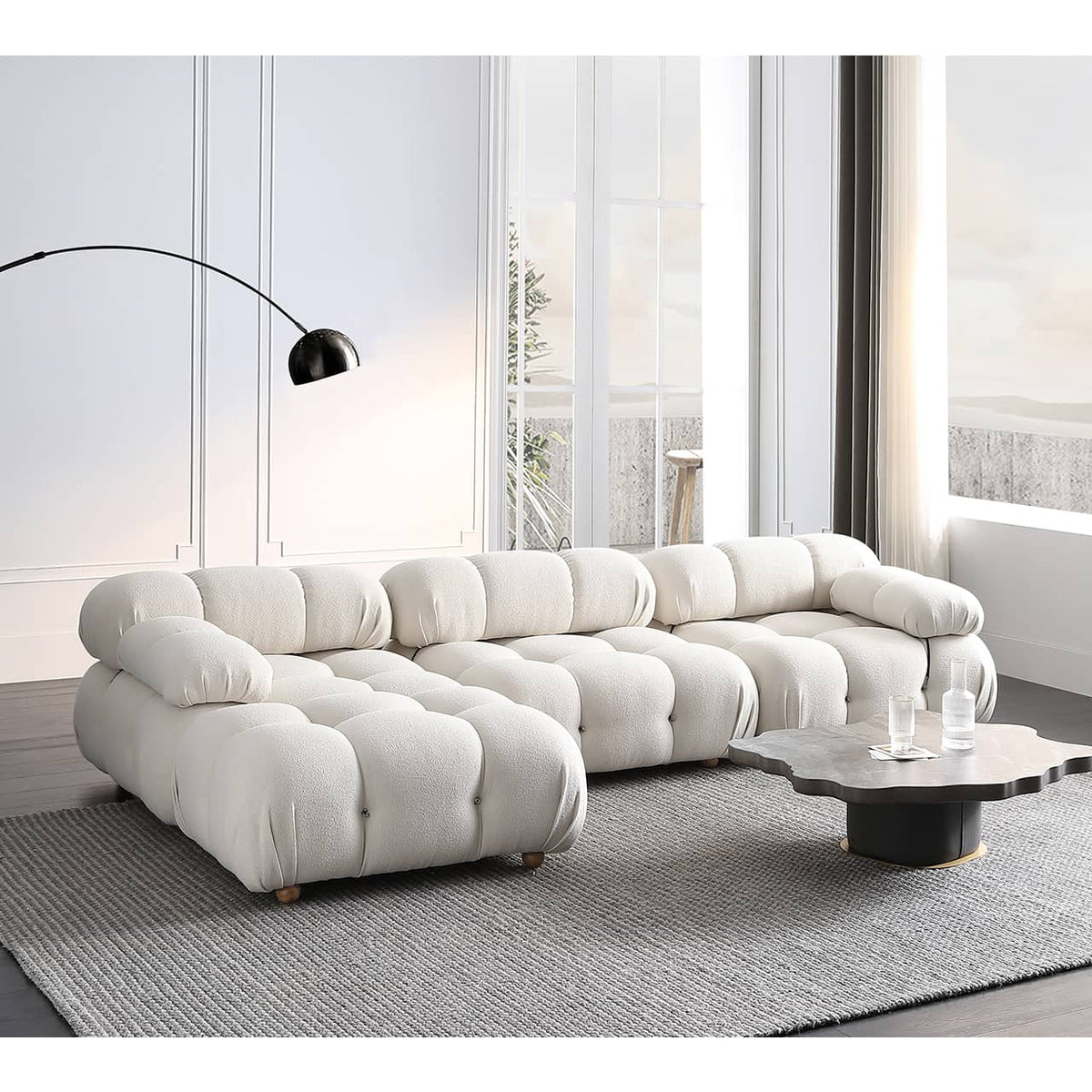 Luxurious White Pine Sofa - Elegant & Comfortable Living Room Furniture my-353