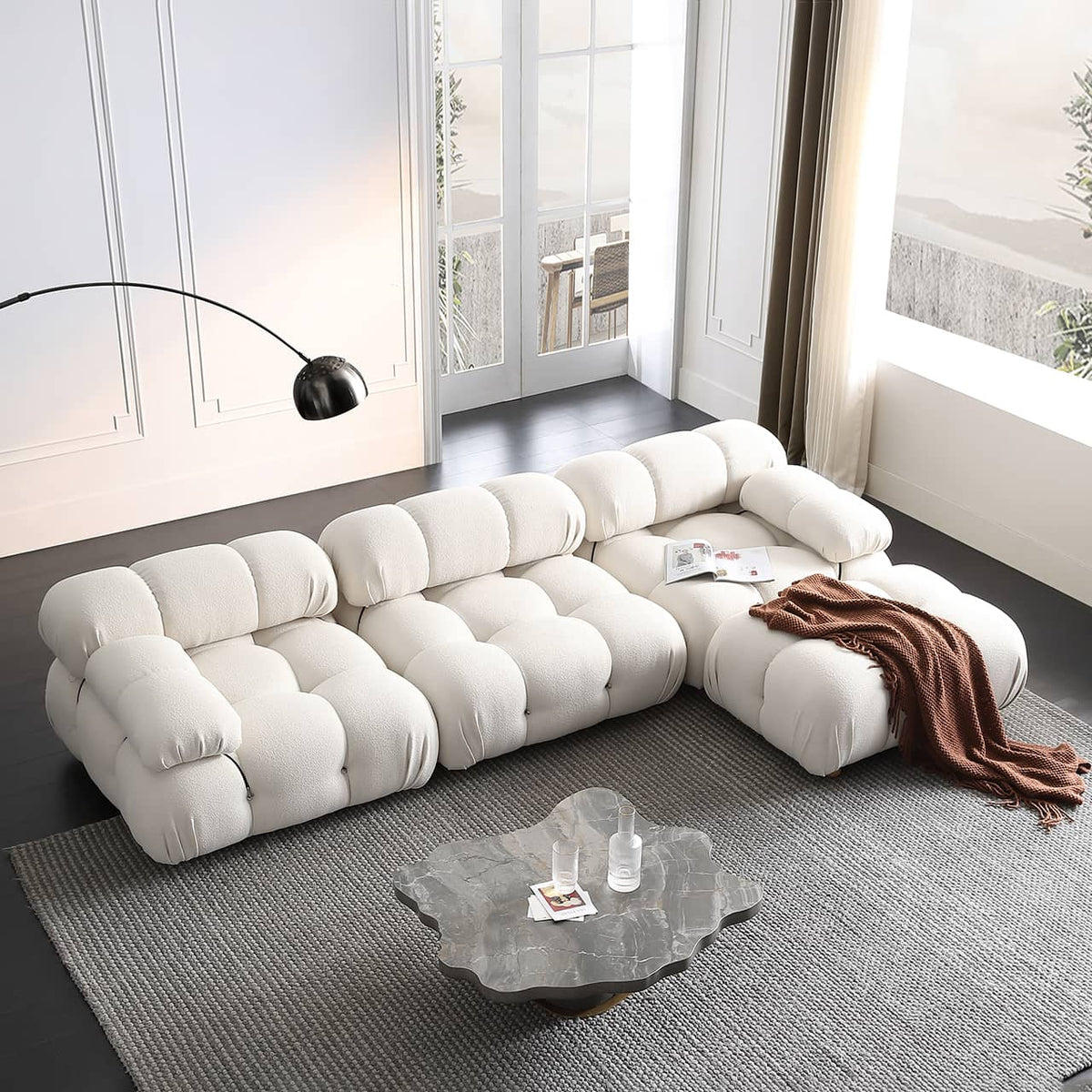 Luxurious White Pine Sofa - Elegant & Comfortable Living Room Furniture my-353