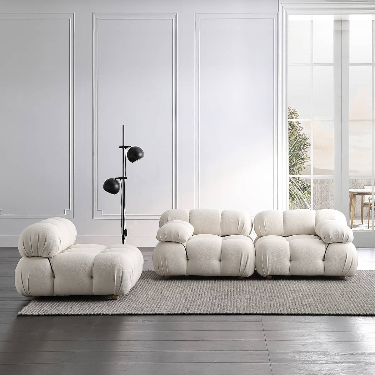 Luxurious White Pine Sofa - Elegant & Comfortable Living Room Furniture my-353