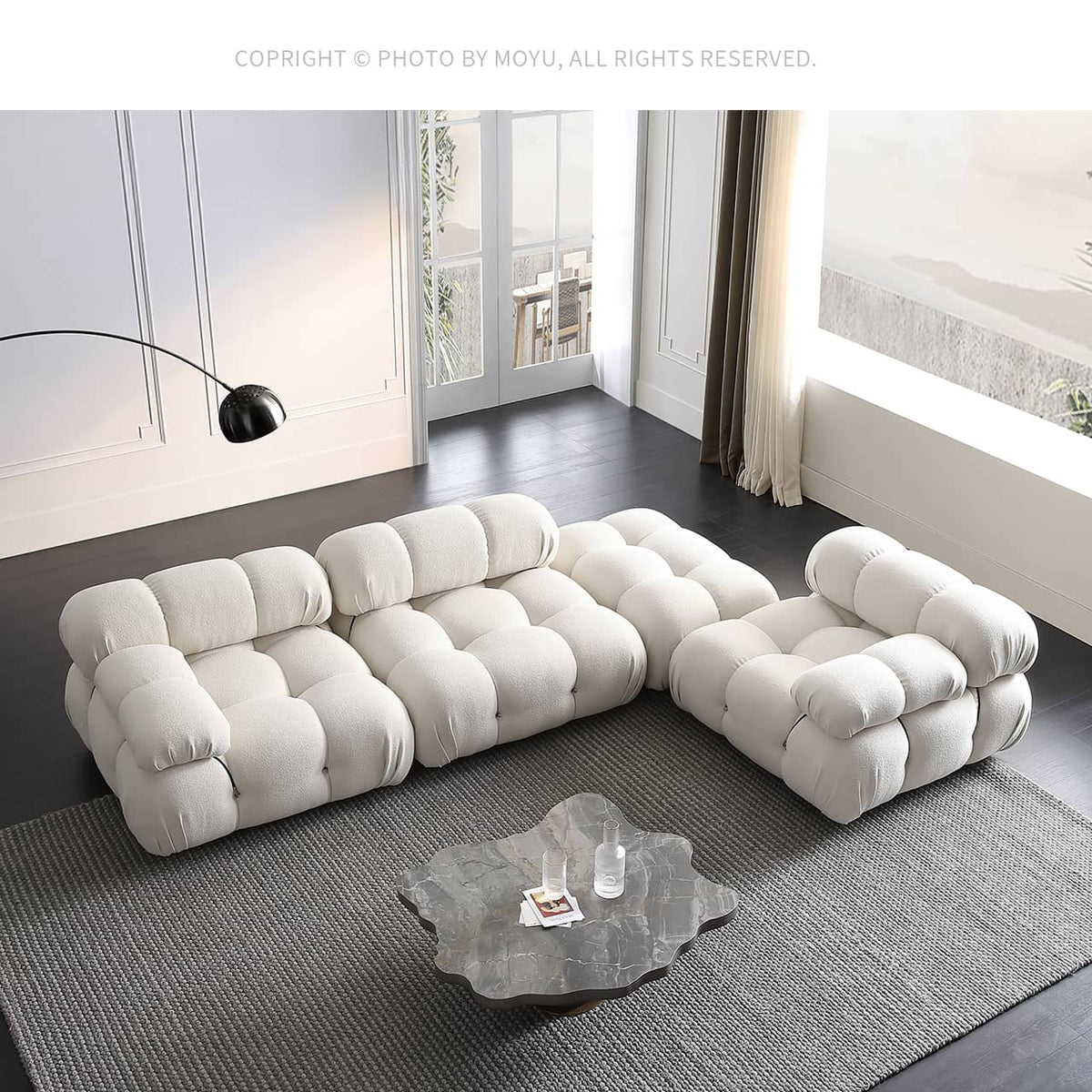 Luxurious White Pine Sofa - Elegant & Comfortable Living Room Furniture my-353