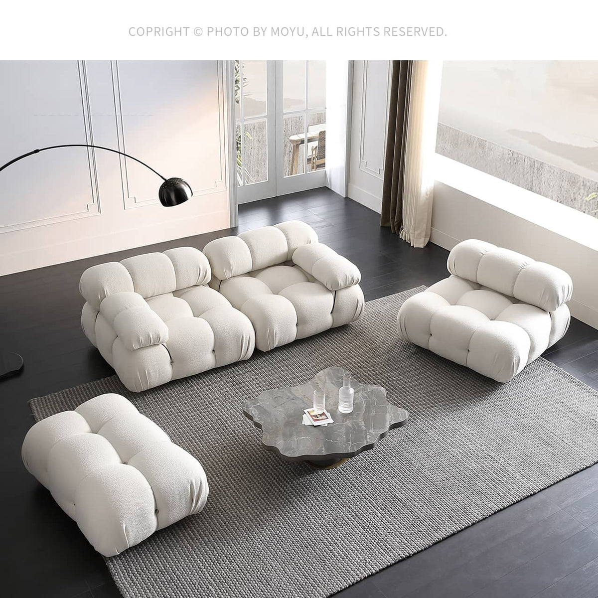 Luxurious White Pine Sofa - Elegant & Comfortable Living Room Furniture my-353