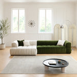 Modern Green and White Fabric Sofa, Cream Style 3-Seater Color-Block Couch for Living Room my-354