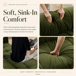 Modern Green and White Fabric Sofa, Cream Style 3-Seater Color-Block Couch for Living Room my-354