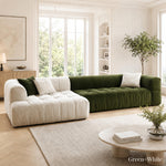 Modern Green and White Fabric Sofa, Cream Style 3-Seater Color-Block Couch for Living Room my-354