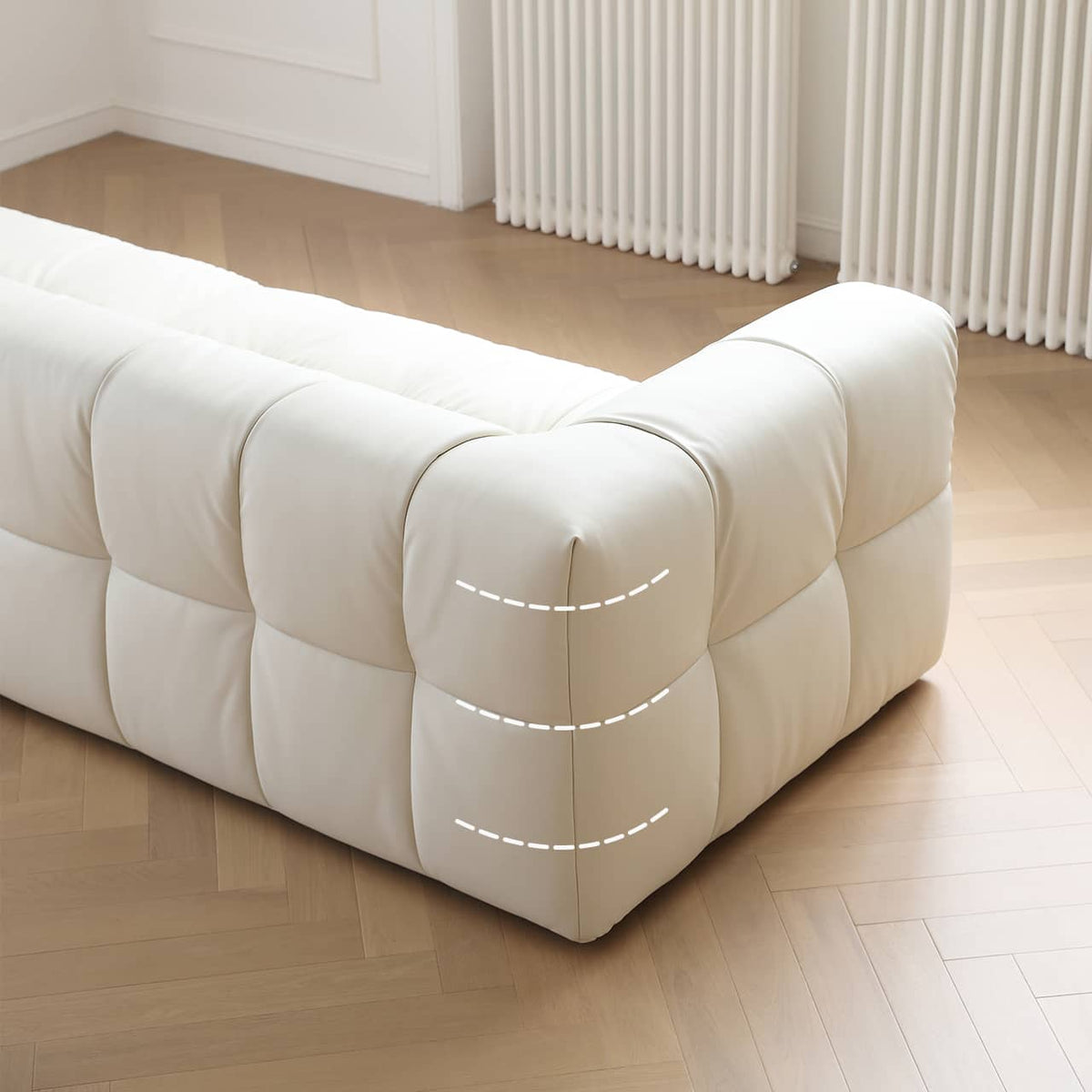 Scratch-Resistant White Pine Sofa with Luxurious Silk Floss Fabric my-355