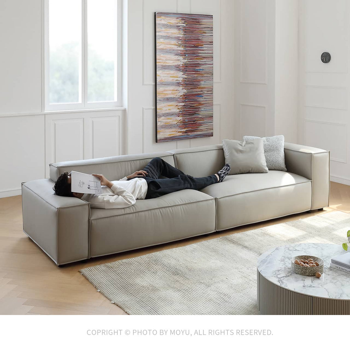 Luxury Off White Scratch-Resistant Sofa with Durable Pine Frame and Plush Down Filling my-358