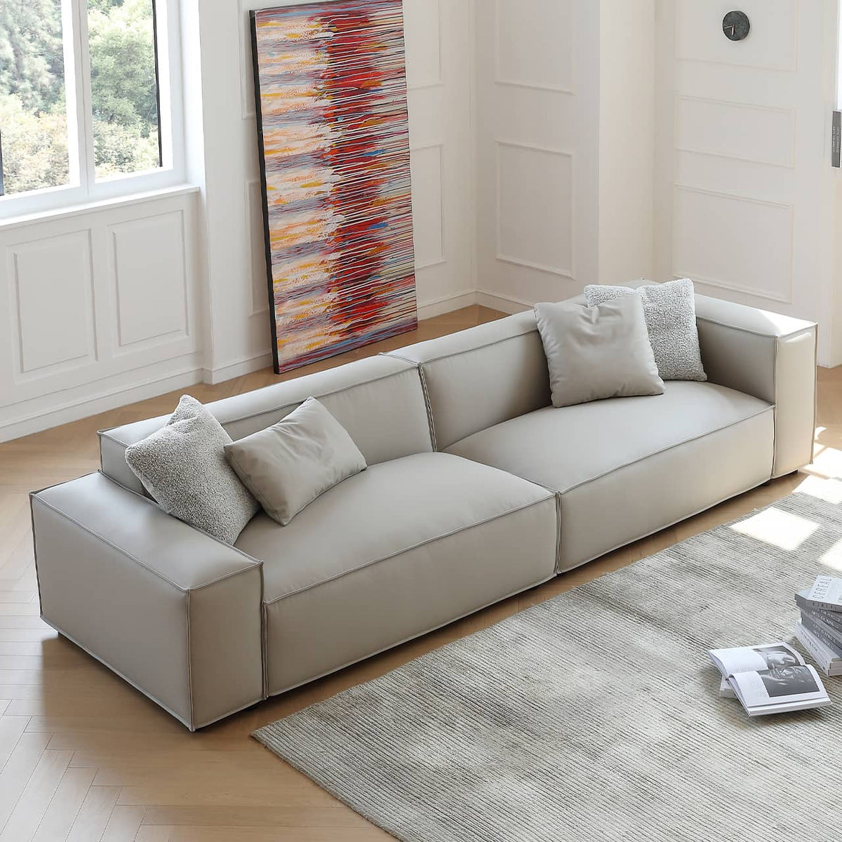 Luxury Off White Scratch-Resistant Sofa with Durable Pine Frame and Plush Down Filling my-358