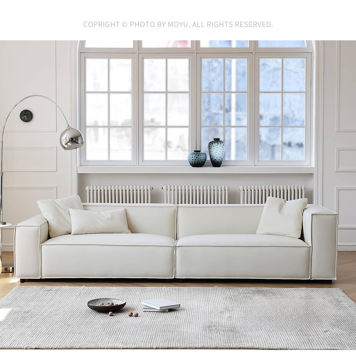 Luxury Off White Scratch-Resistant Sofa with Durable Pine Frame and Plush Down Filling my-358