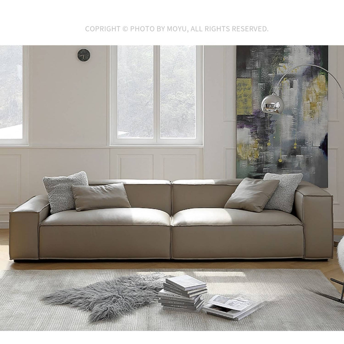 Luxury Off White Scratch-Resistant Sofa with Durable Pine Frame and Plush Down Filling my-358