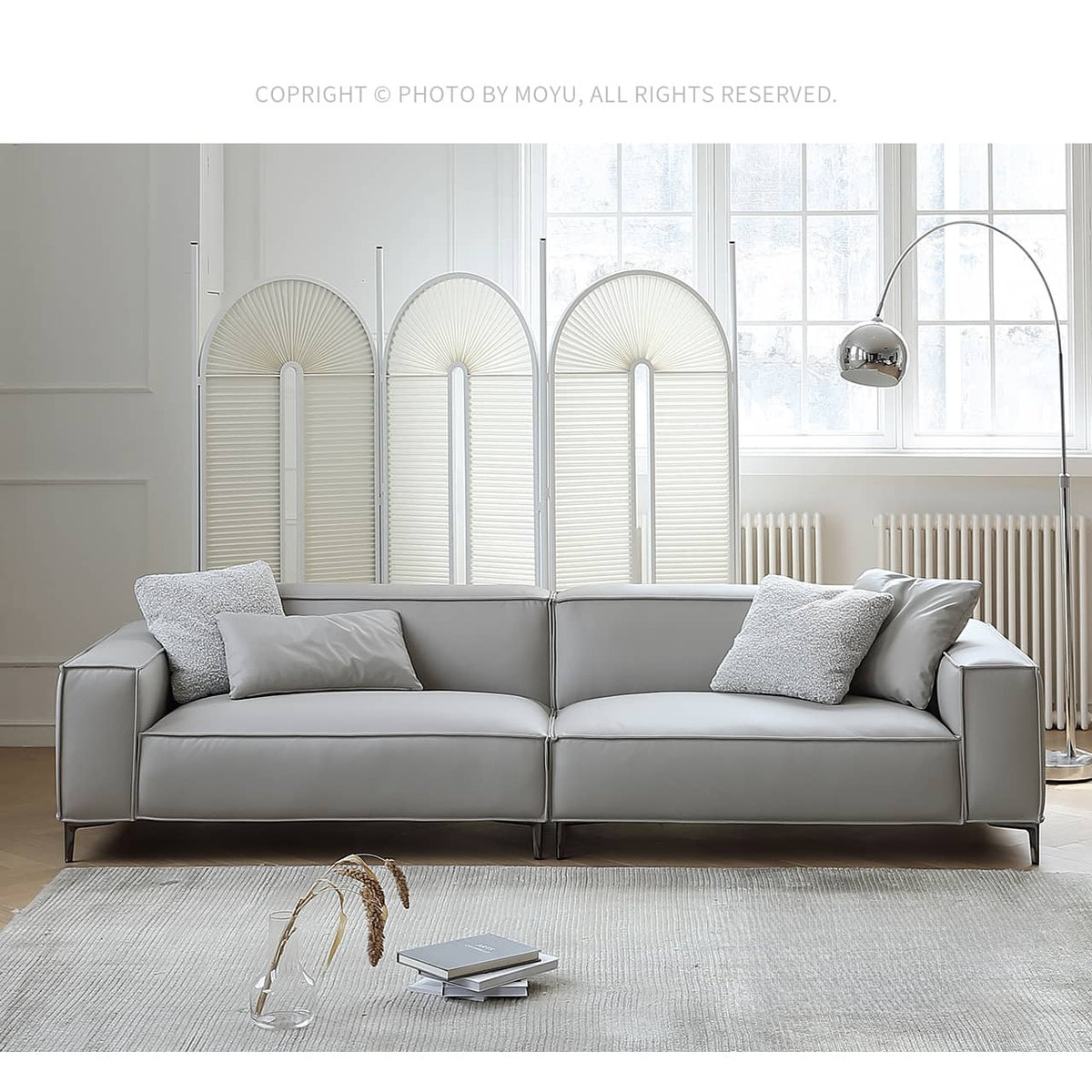 Luxury Off White Scratch-Resistant Sofa with Durable Pine Frame and Plush Down Filling my-358