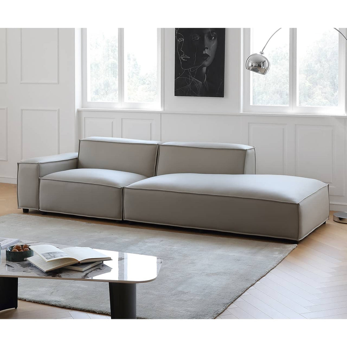 Luxury Off-White Sofa with Pine Frame & Scratch-Resistant Fabric - Ultra Plush Down Seating my-359