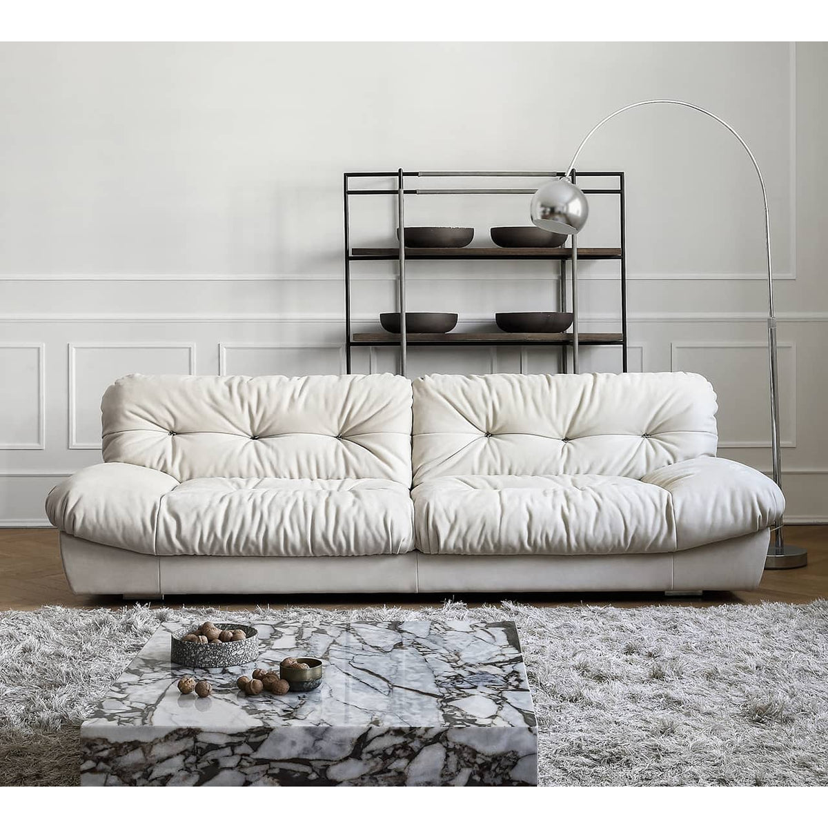 Luxurious Pine Suede Sofa in Elegant White - Perfect for Any Home Decor my-360