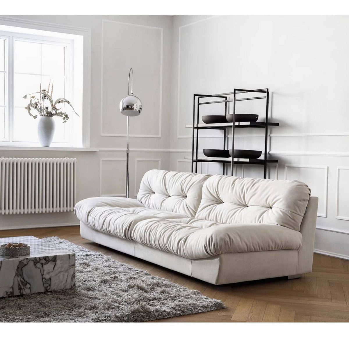 Luxurious Pine Suede Sofa in Elegant White - Perfect for Any Home Decor my-360