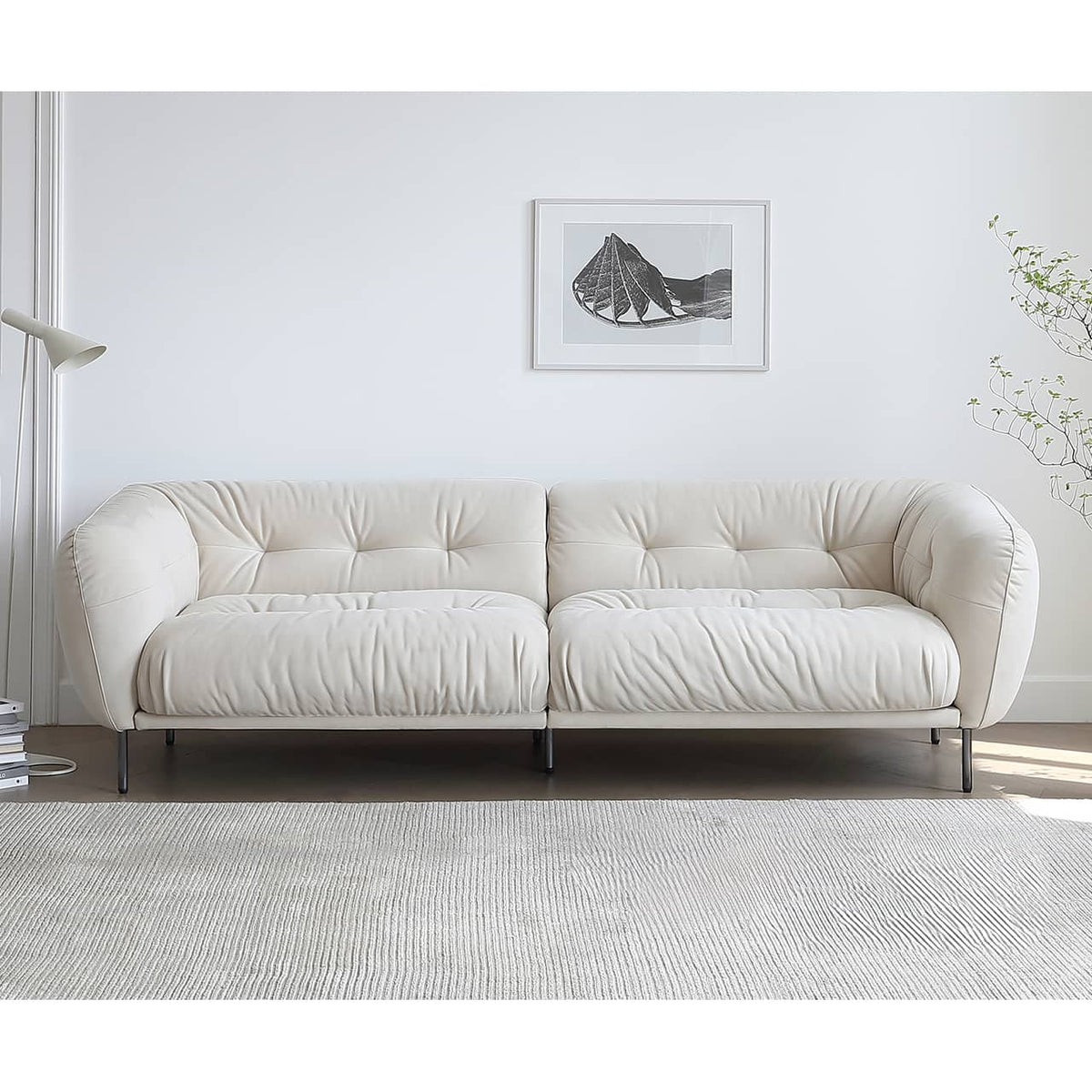 Luxurious Pine Suede Sofa in Elegant White - Perfect for Any Home Decor my-360