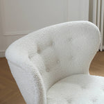 Luxurious White Walnut Wood Chair with Soft Faux Lambswool Upholstery my-361