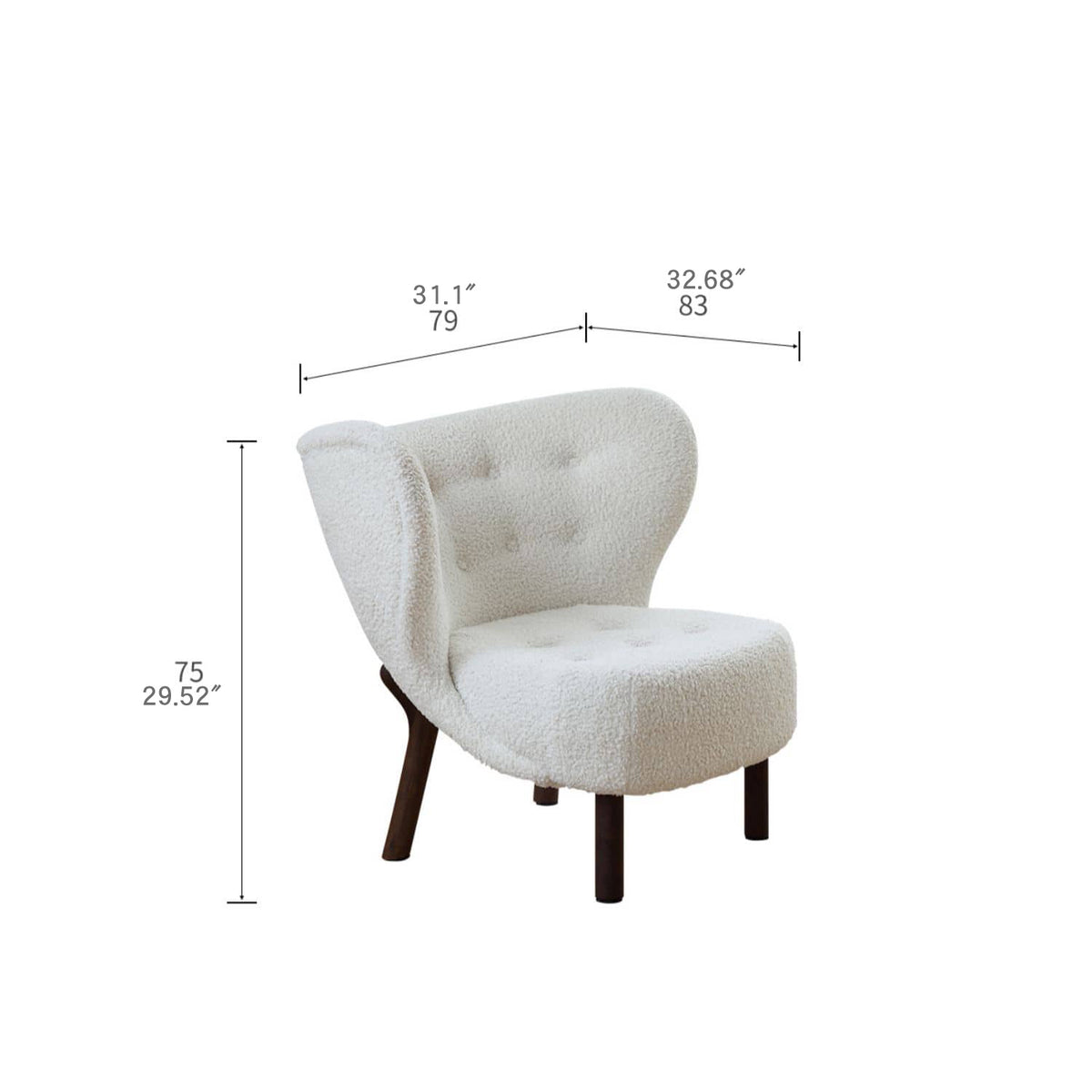 Luxurious White Walnut Wood Chair with Soft Faux Lambswool Upholstery my-361